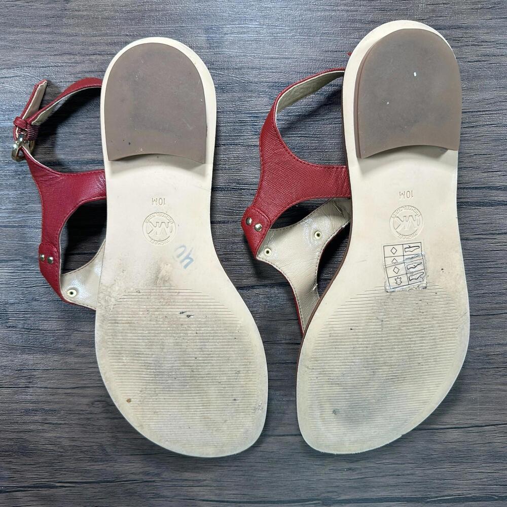 Michael Kors Plate Thong Sandals Women’s Size 10 Brown Leather Casual Summer - Picture 3 of 6